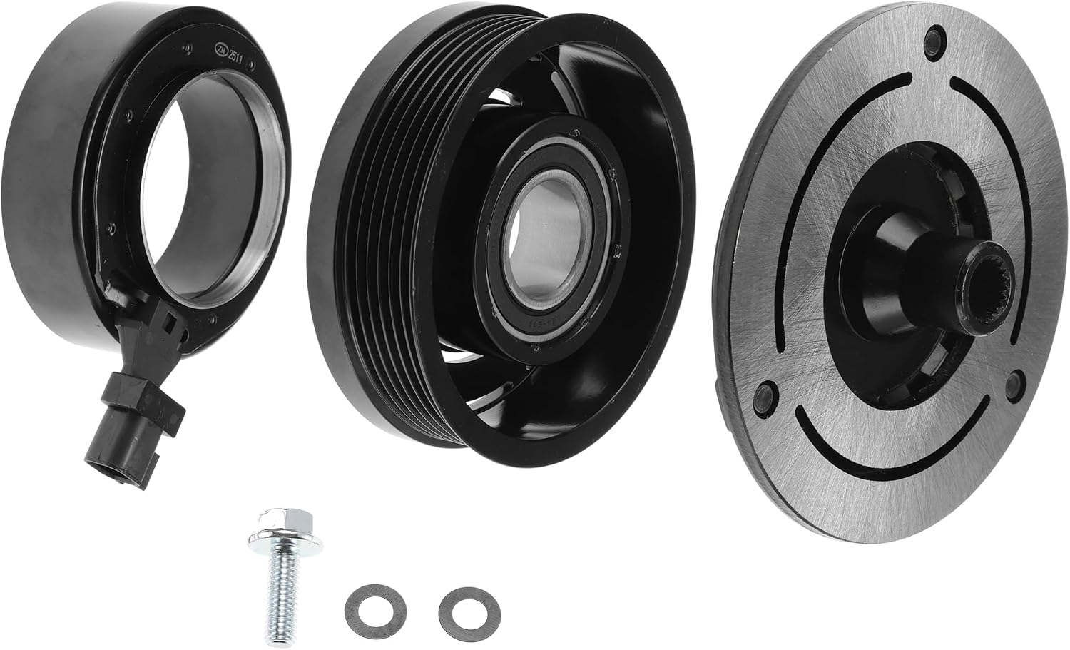 Air Conditioner AC Compressor Clutch Kit for Ford E-150/E-250 4.6L 2007 for Ford E-150/E-250 5.4L 2008-2014 FS18/FS20 Compressor 6 Groove 12V 1 Set