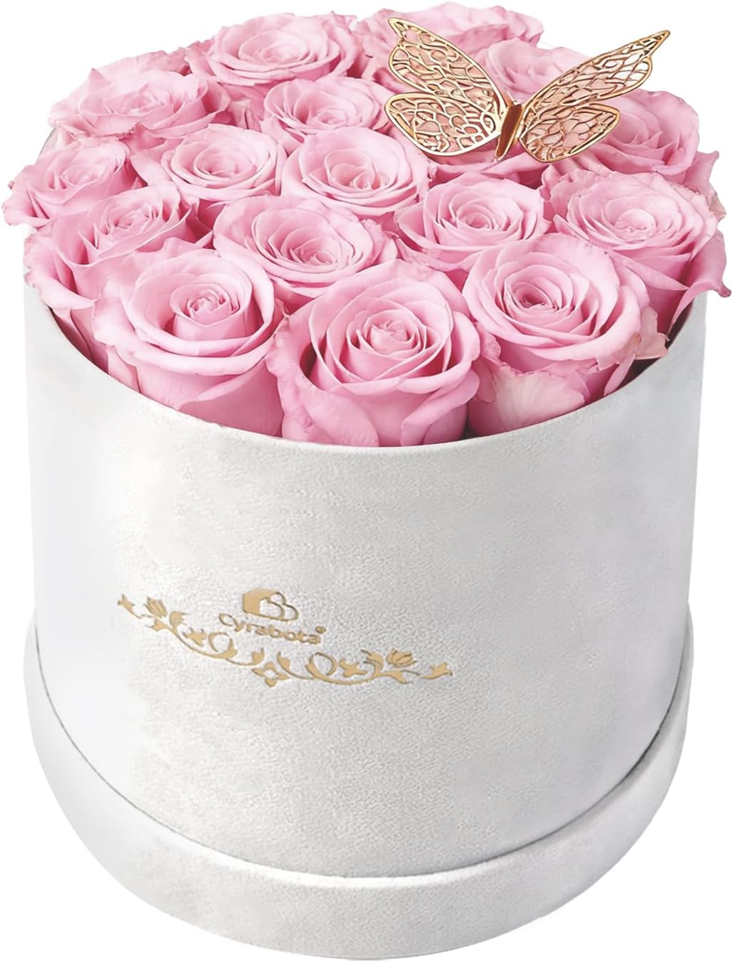 16 Pink Preserved Flowers in Round Gift Box, Forever Flowers Eternal Roses for Mother's Day, Birthday, Anniversary, Valentine's Day Gifts for Women Light Pink