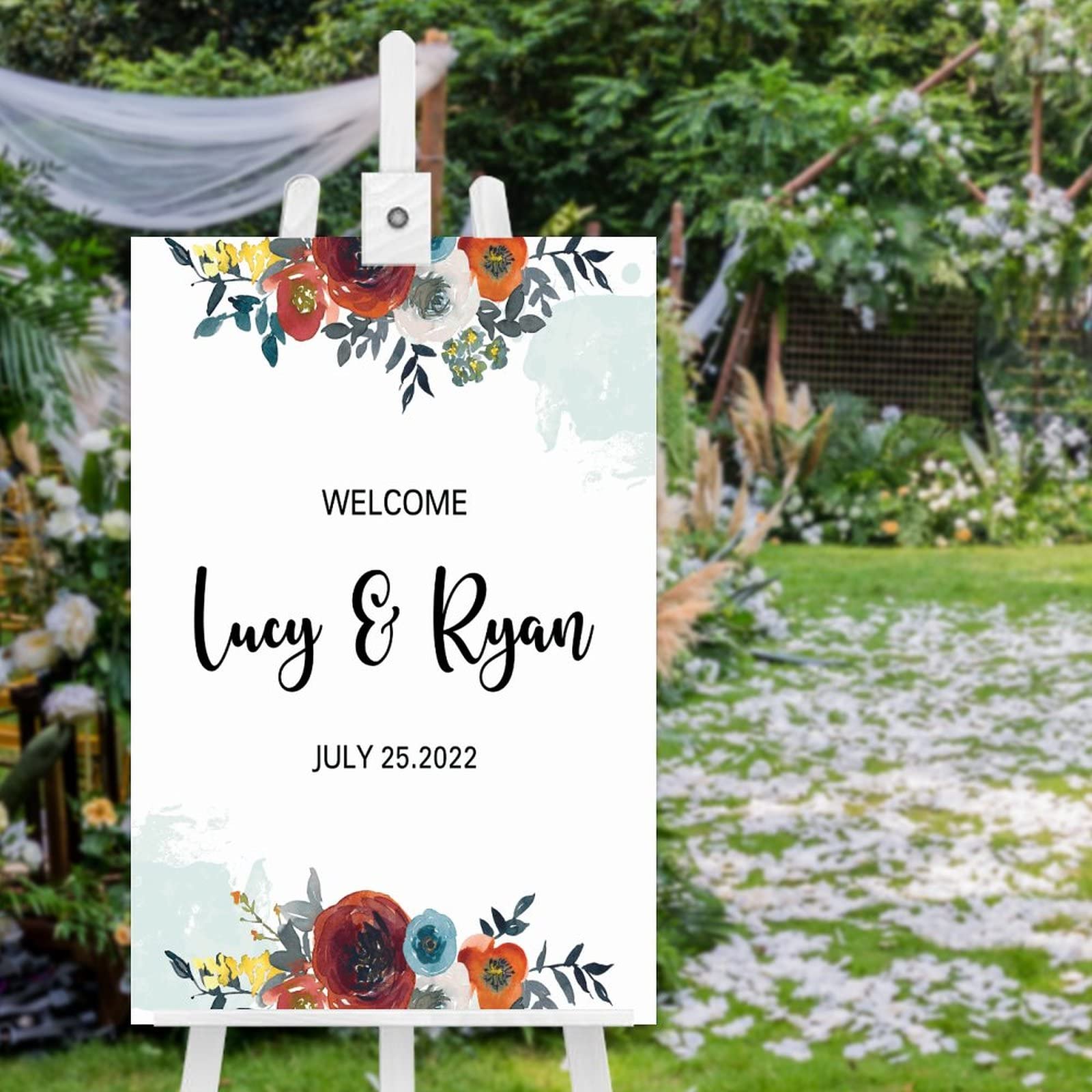 Panneau de bienvenue bois personnalisé mariage 76x50cm pour guider vos invités avec style