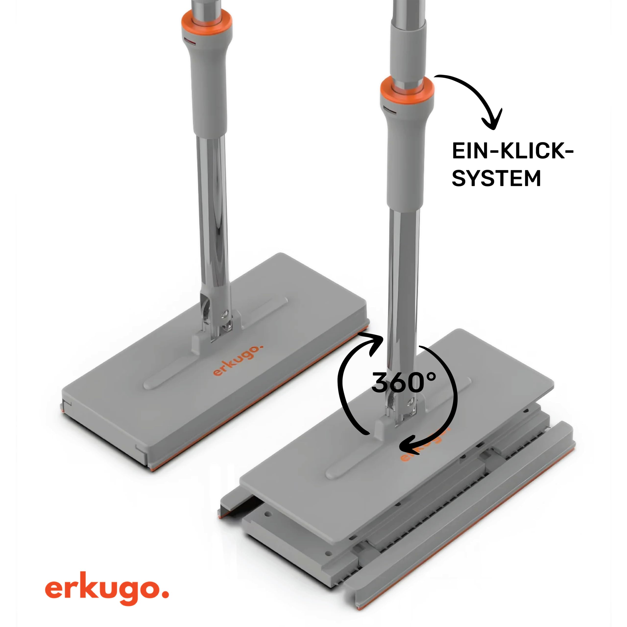 Wischmopp Eimer mit Auswringer-Set, freihändiger Flacher Bodenwischer und Eimer waschbaren Mikrofaser-Pads, Nass- und Trockengebrauch, Bodenreinigungssystem (EIN-klick-Mopp)