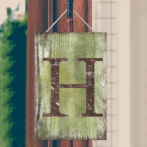 Vista 254 de Letrero colgante de madera con letra J, letrero de madera para decoración del hogar, 26 letras del alfabeto de metal, placa de madera, decoración