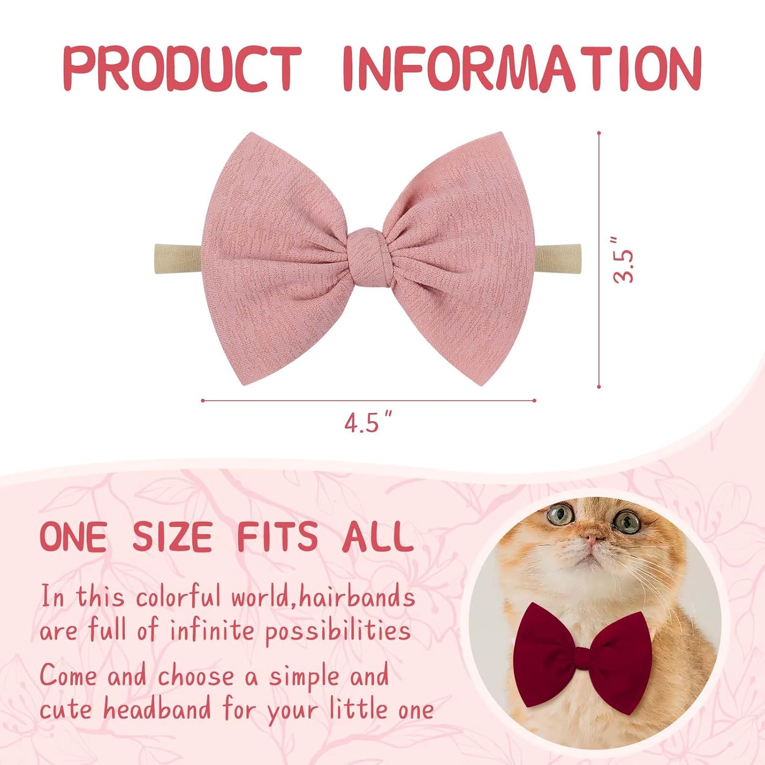 YanJie 4.5'' Baby Girls Soft Nylon Headbands Newborn Bows Handmade Hairbands Hair Accessories for Newborn Infant Toddler Kids 16Pcs image 4