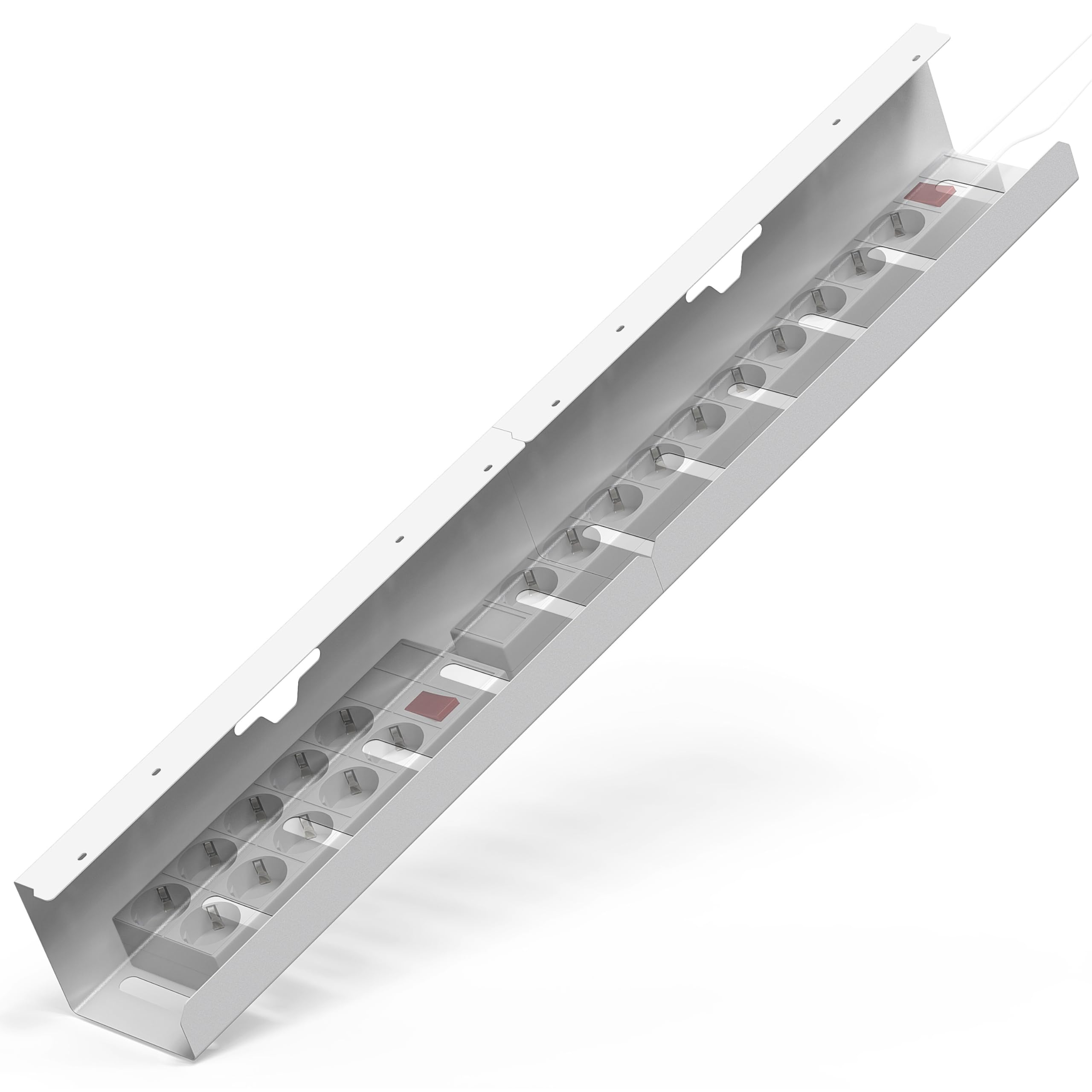 iVengo® XL Organizador Cables Escritorio Probado por TÜV [2x50cm] para una Recoge Cables Ideal - Espacioso Organizador de Cables [Juego de 2] - Bandeja Cables Escritorio Robusto - Blanco