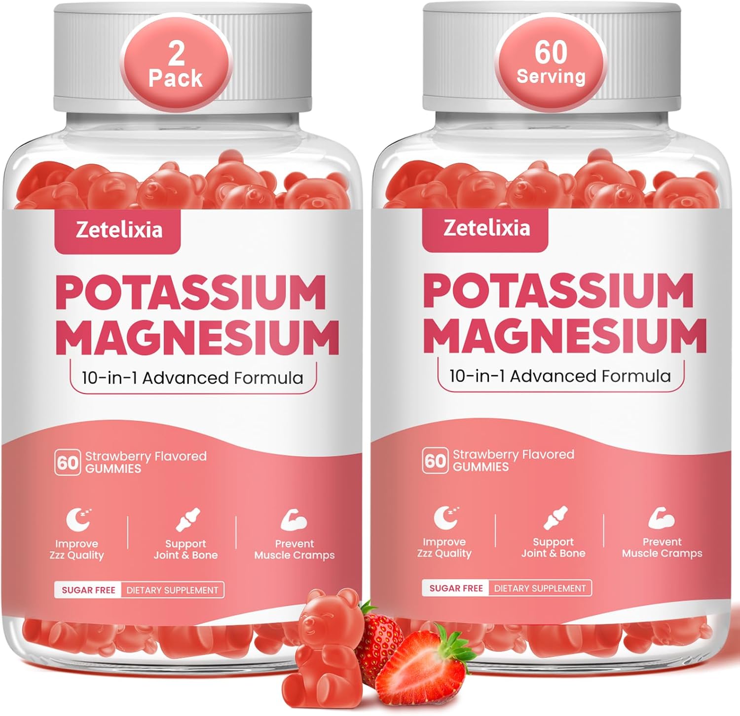 Zetelixia Potassium Magnesium Supplement Gummies, Potassium