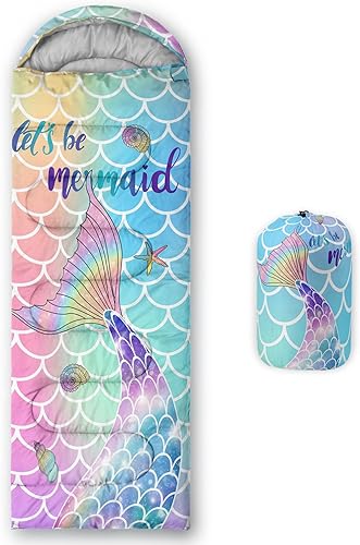 Miniatura 9 de Saco de dormir para niños y niñas, estampado de luna de cohete, ligero, cálido, portátil, para exteriores, interior, impermeable, resistente al