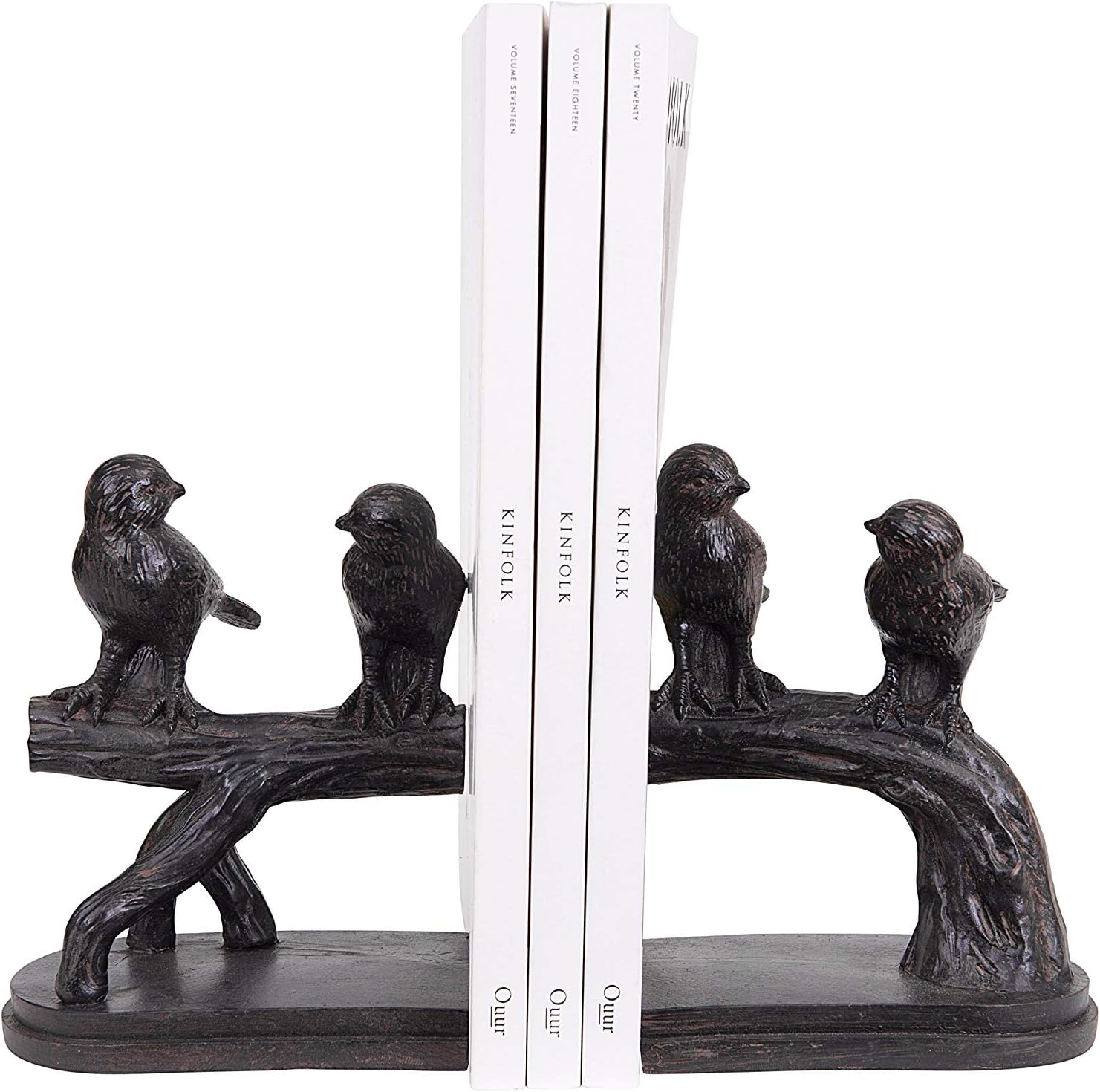 Creative Co-Op Resin Birds on a Branch Shaped Bookends (Set of 2 Pieces)