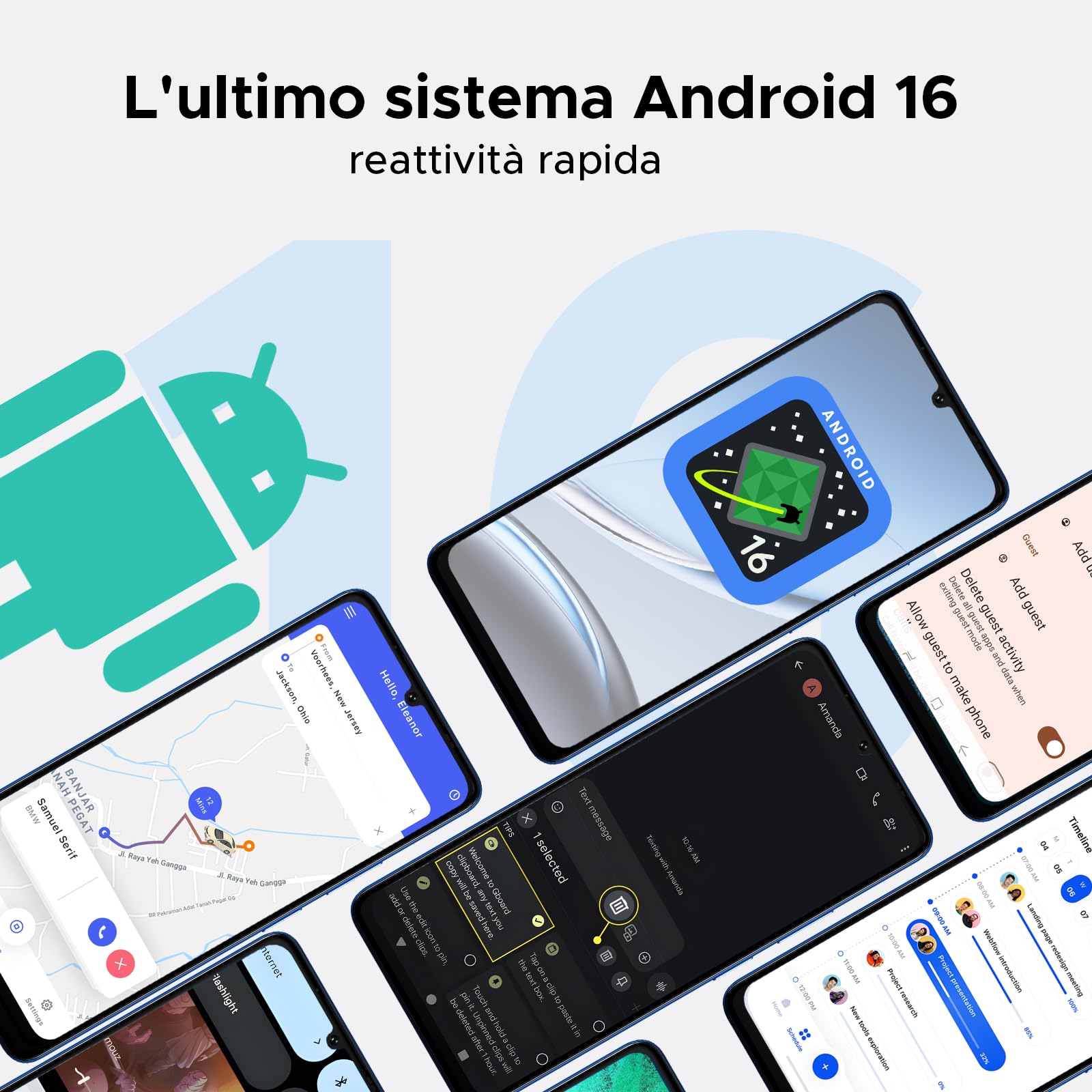 DOOGEE Note 59 Smartphone 5G Android 16 Gemini AI, 32GB+128GB/2TB TF Telefono, 6.75" HD+ 120Hz Cellulare, 6250mAh Batteria Cellulari, Octa-core Telefoni, 16MP+8MP/Widevine L1/NFC/Face ID/GPS/OTG, Blu