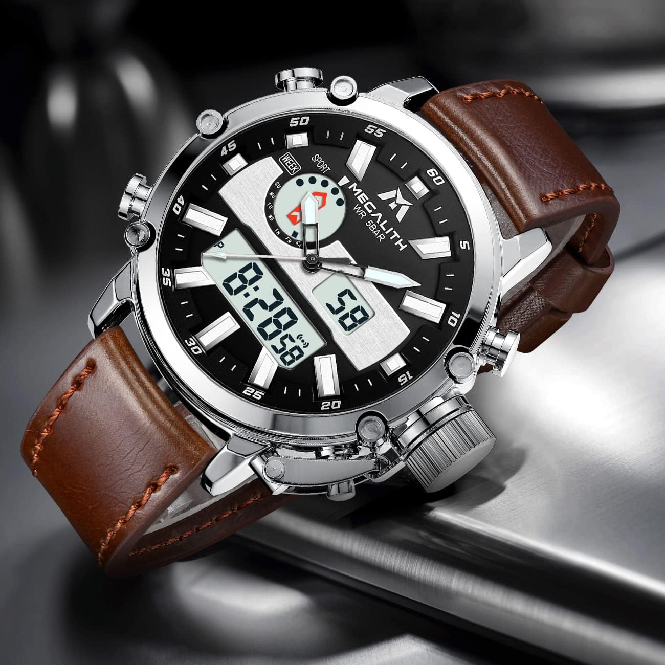 Miniatura 8 de MEGALITH Relojes digitales militares para hombre, reloj deportivo al aire libre, táctico, de 1.772in, cara grande, 5 ATM, resistente al agua, con