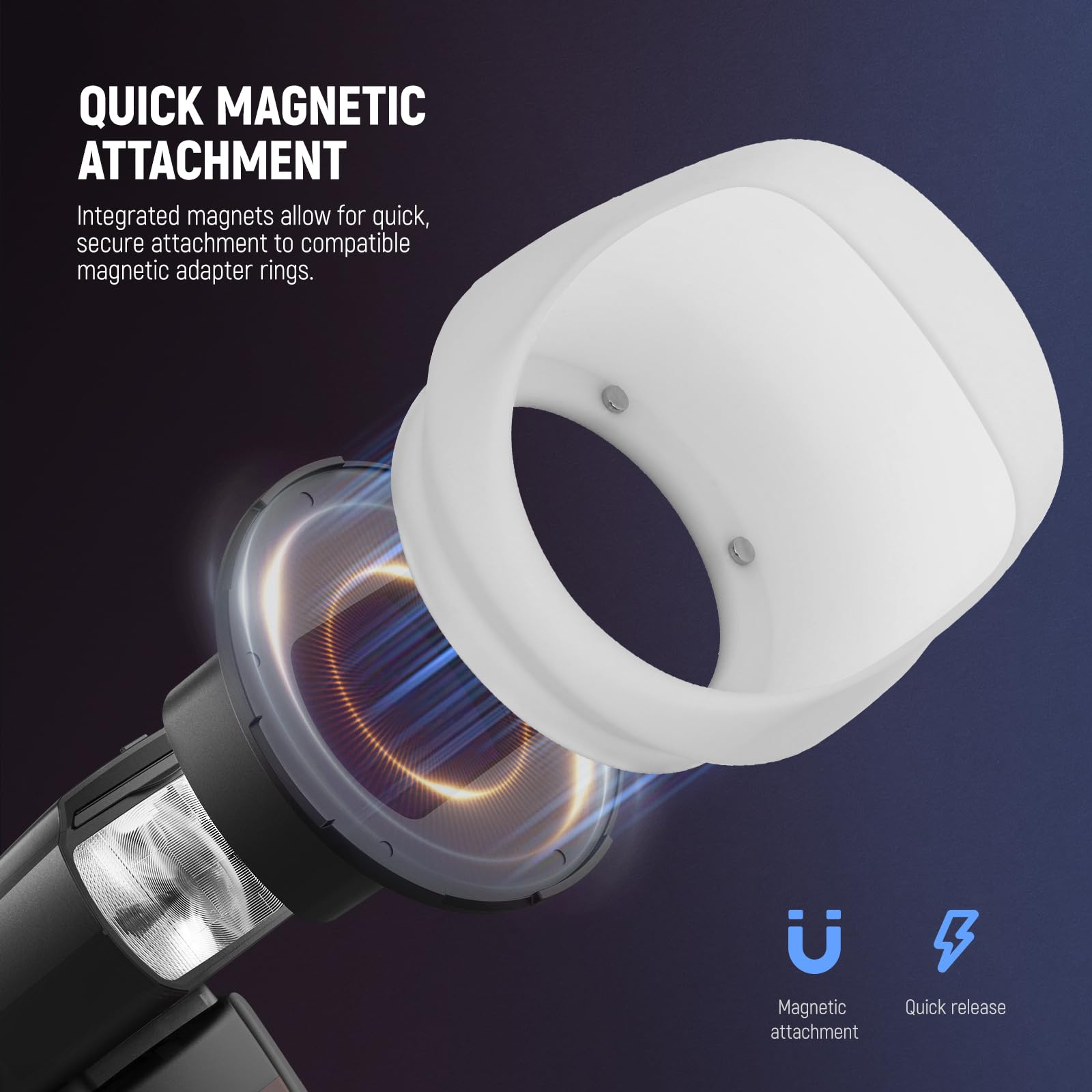 NEEWER Silikonowy reflektor świetlny z dwoma magnetycznymi pierścieniami adapterowymi, modyfikujący światło do NEEWER NW620 NW700 NW760 Z880 Z760 Głowica kwadratowa i Z1 Z2 okrągła głowica Speedlite