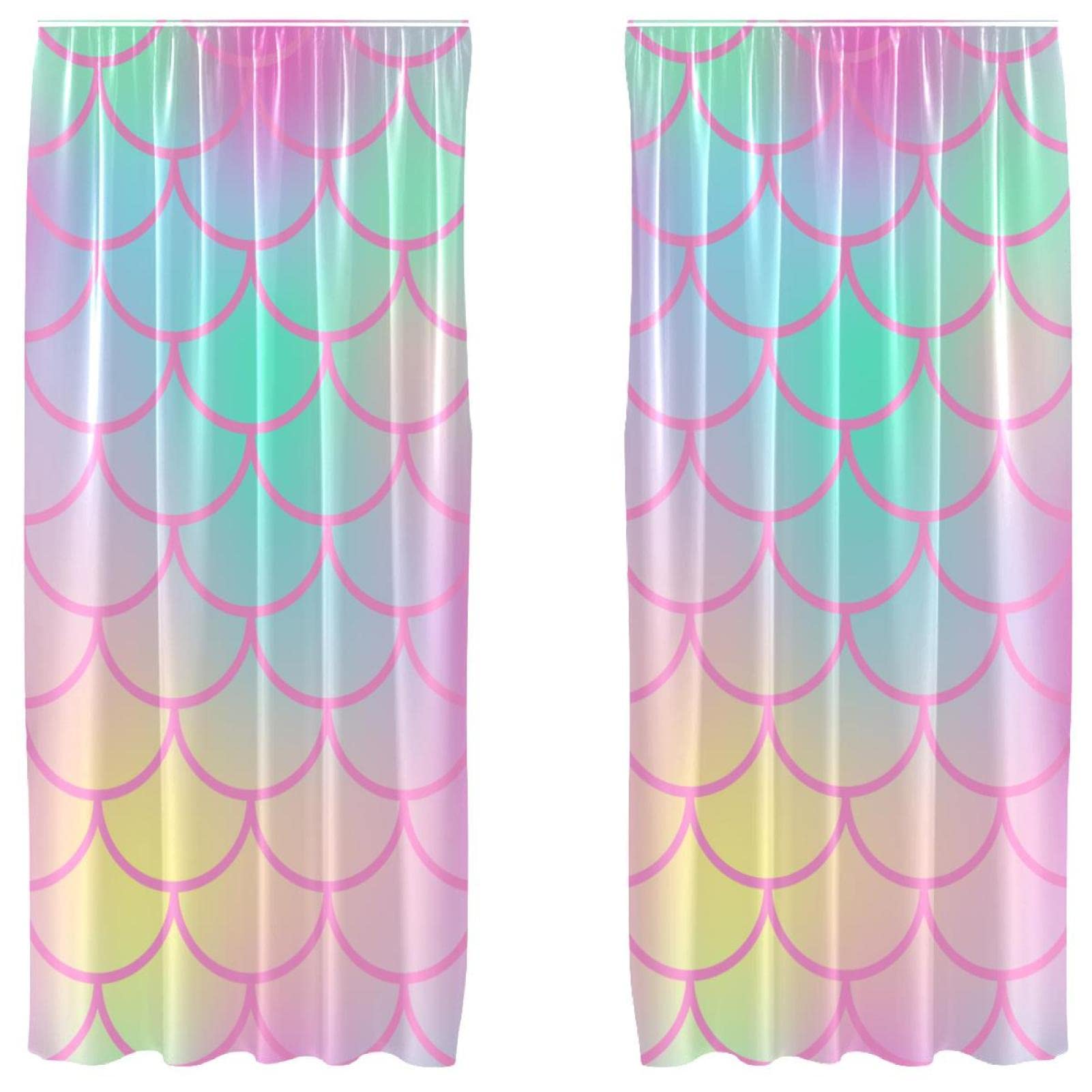 Rideaux décoratifs haut de gamme sirène 140x213 cm | Lot de 2 panneaux voilage élégant