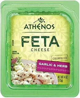 Athenos Crumbled Feta Cheese, Garlic & Herb, 4 Ounce (Pack of 12)