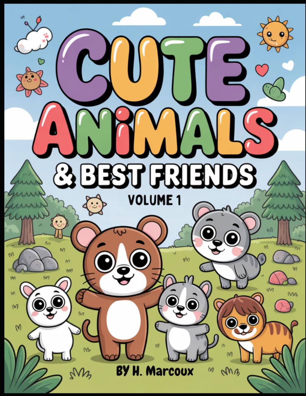 Cute Animals & Best Friends Coloring Book: Volume 1