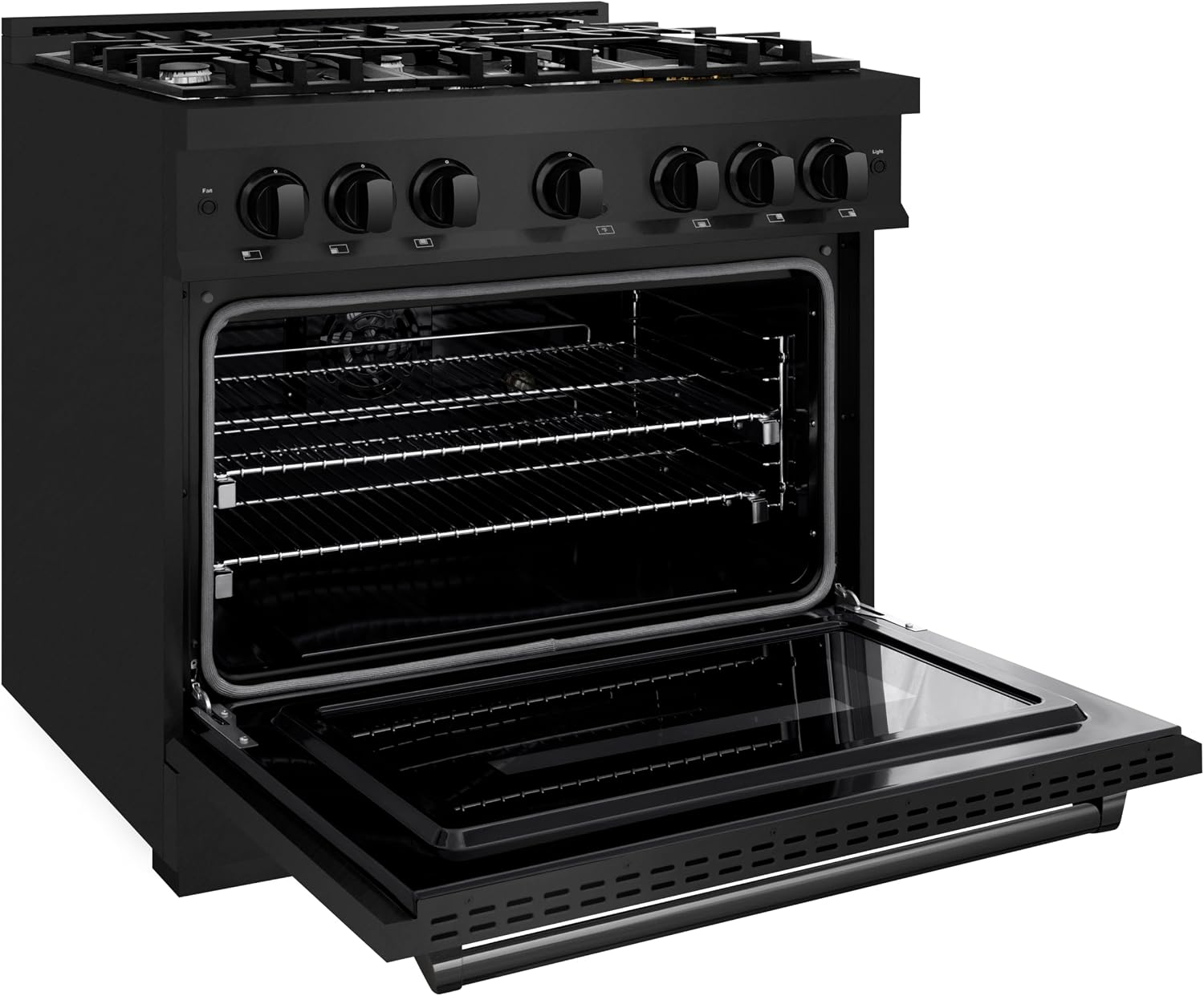 ZLINE 36 in. 5.2 cu. ft. Classic Dual Fuel Range with 6 Burner Gas Cooktop and Electric Convection Oven in Black Stainless Steel (CDRB-36)