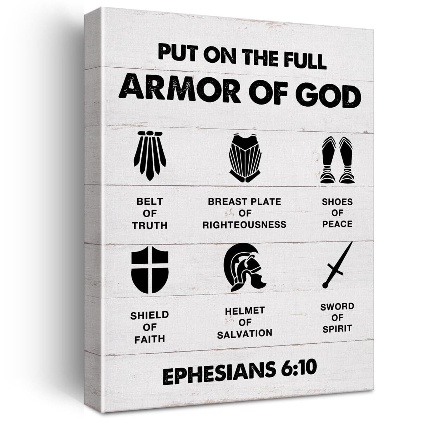 KCDFDVJFBM Armor of God Canvas Print, Ephesians 6 Bible Verse Wall-Art with Scripture Quote, Christian Home Decor for Living Room & Prayer Space(Unframed,08x12inch(20x30cm))
