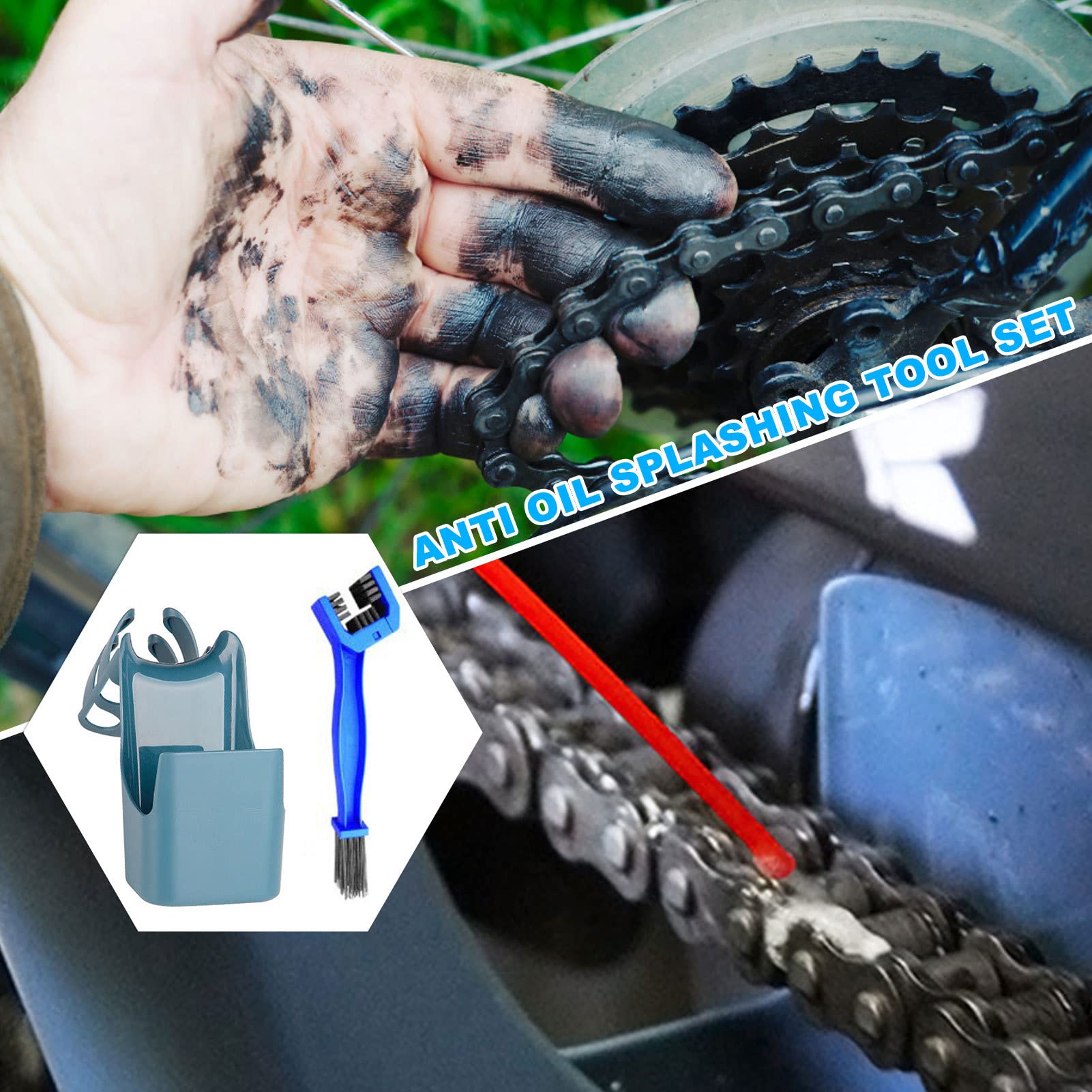 Naysku Chain Cleaning Oil Splash-Proof Tool - Motorcycle Chain Oil Storage Tool Box - P-lastic Chain Lubricant Storage Box, Chain Cleaning Agent for Motorcycles,