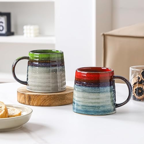 Miniatura 5 de Taza de café grande de cerámica, tazas de cerámica hechas a mano, tazas de té con mango grande para oficina y hogar, 15.5 onzas, aptas para