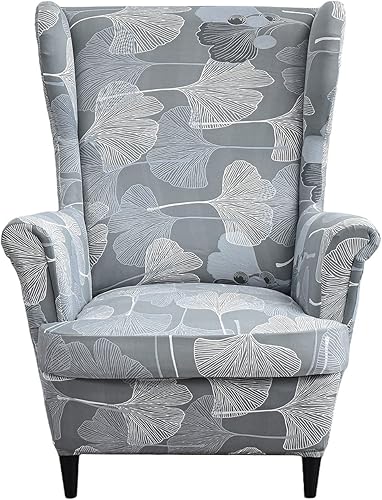 KRFOONN Fundas para silla Wingback, 2 piezas, fundas elásticas para sillas de alas de elastano, fundas de sofá con respaldo de ala, fundas de sofá,