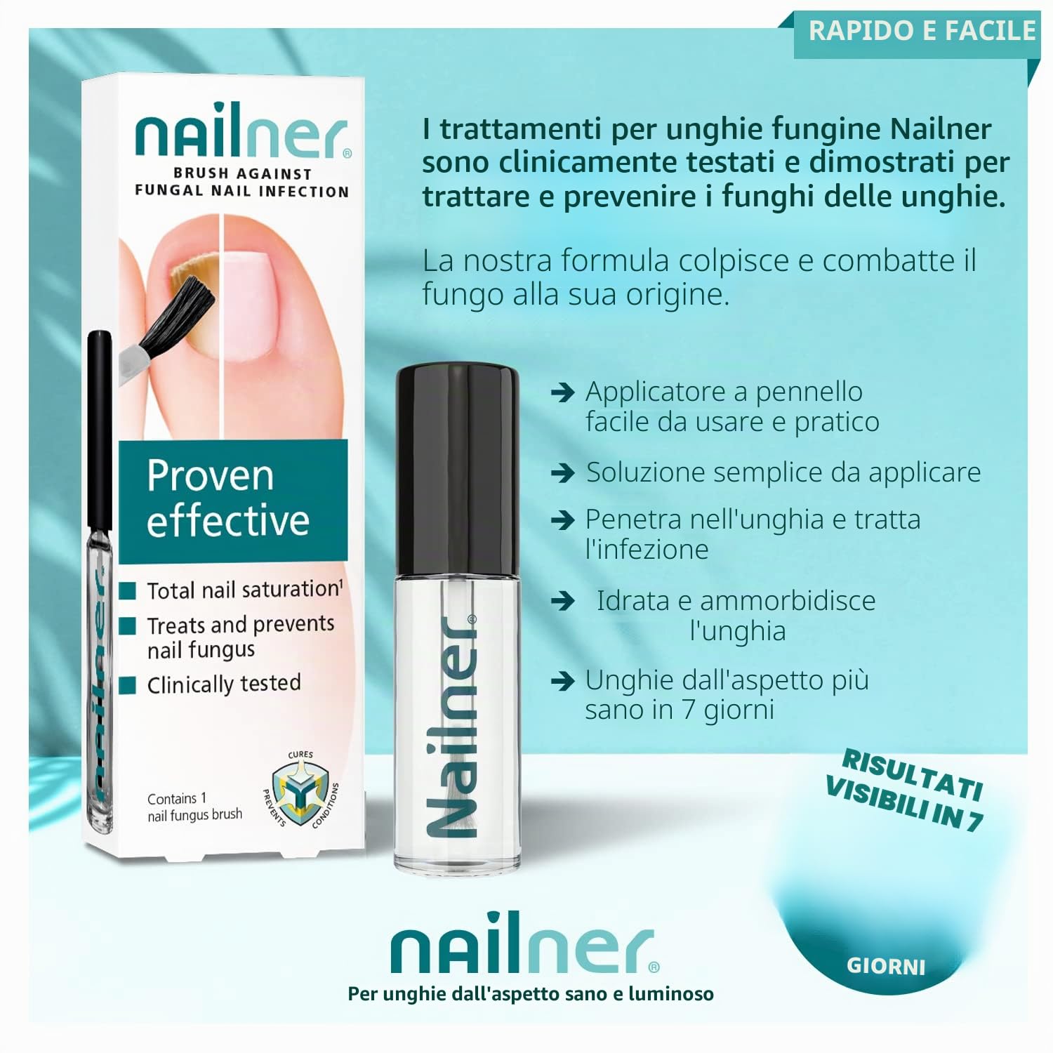 Nailner Trattamento per funghi alle unghie, trattamento e prevenzione delle infezioni fungine delle unghie, smalto naturale con pennello – 5 ml - Nudo