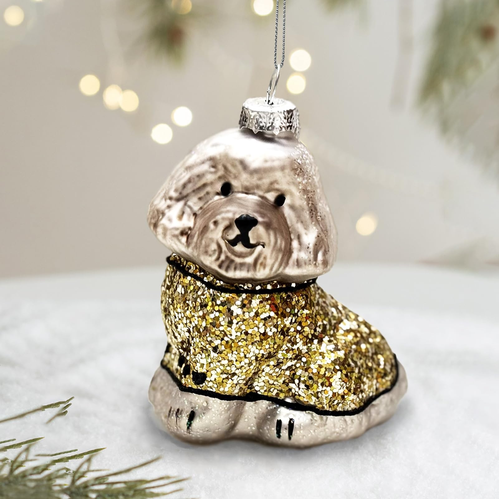 Fassory Puppy Glass Christmas Bauble, Handmade Blown Glass Christmas Ornament Decorations, Christmas Tree Decor (Puppy)