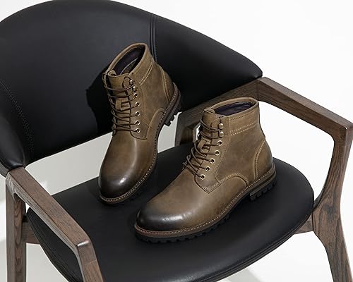 Miniatura 8 de Jousen Mens Boots Leather Motorcycle Casual Boots For Men Waterproof Hiking Chukka Boots Mens