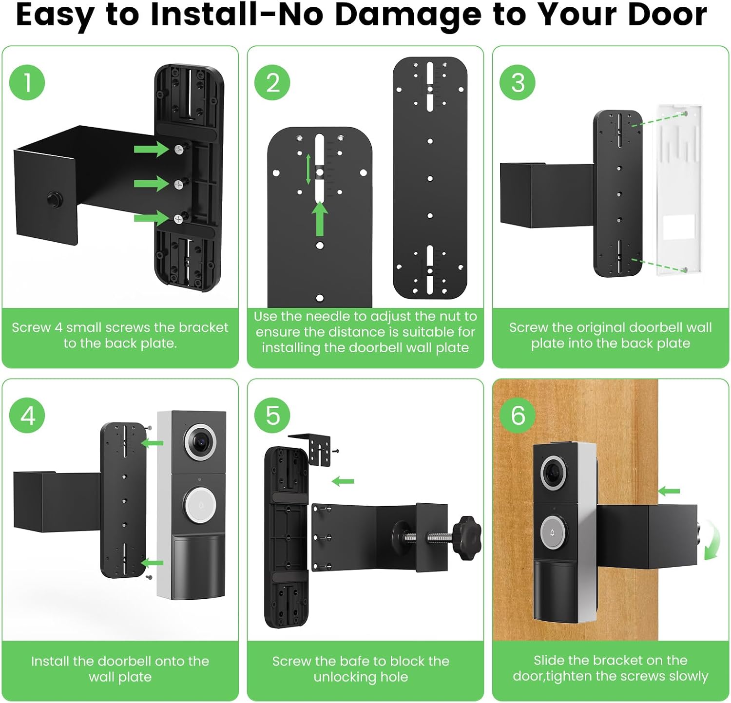 Anti-Theft Video Doorbell Mount Compatible with Tapo D210/ D225/ D235 Camera, No Block Motion Sensor, Adjustable No-Drill Mounting Bracket Accessories for Home Rentals Office