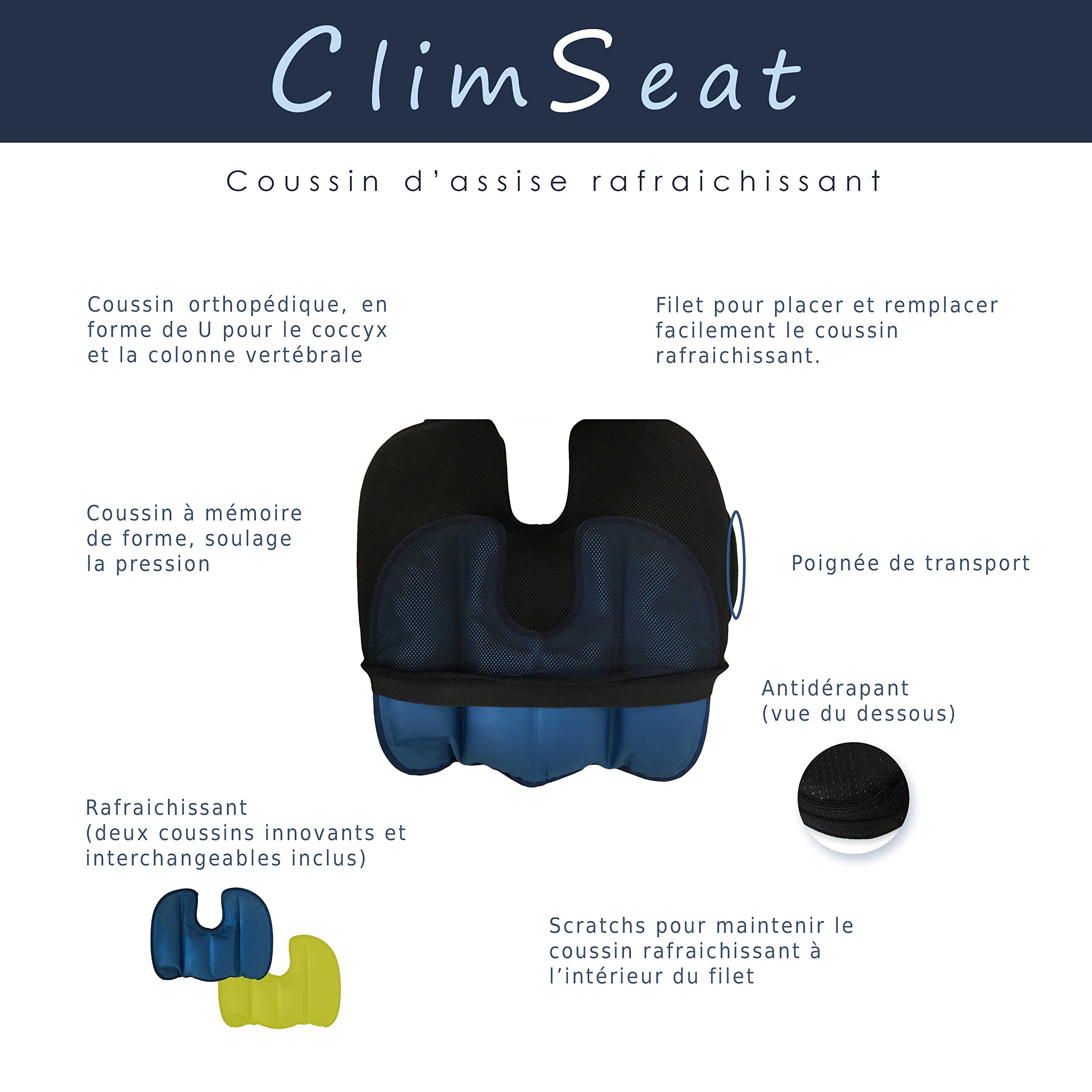 El Climseat - el Cojín de Refrescante y Ortopédica