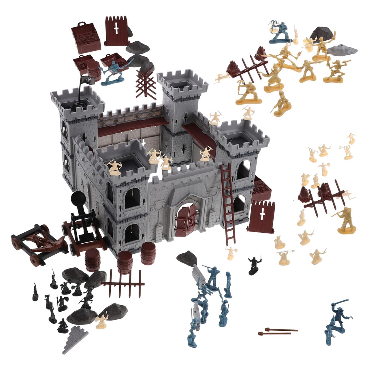 Set Castello Assemblabile Pirata 310 Pezzi Giocattolo | Figure Decorative ed Educative, Stile Piratesco, Borsa, per Compleanni e Natale