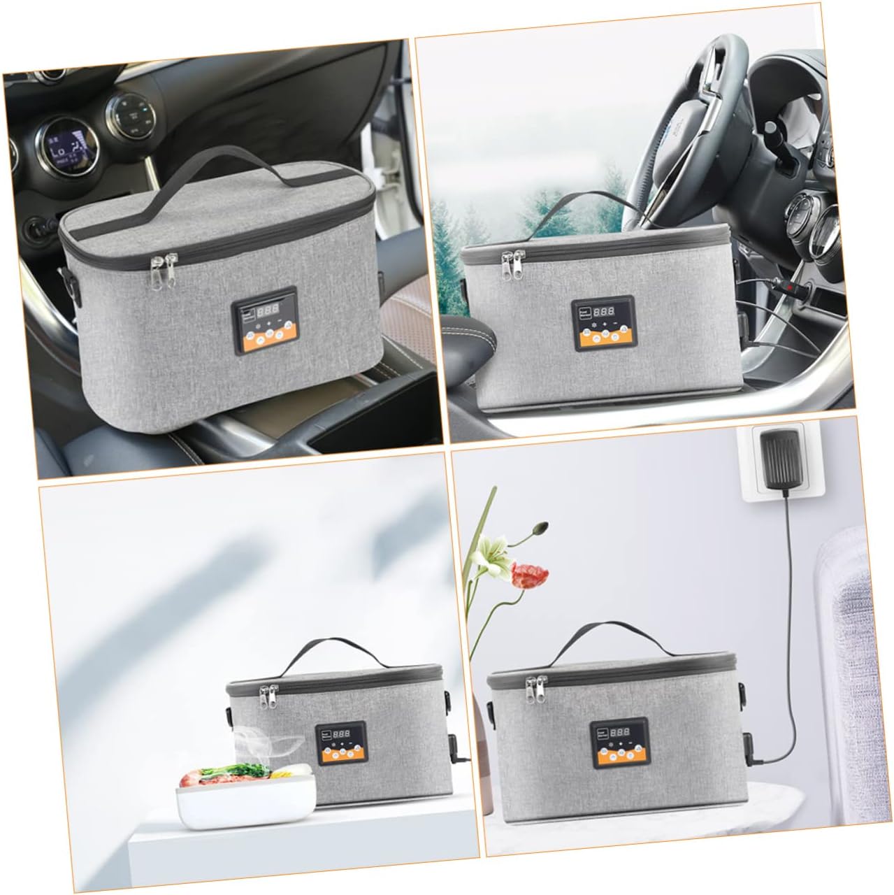 Electric Bottle Warmer Heating Bag Portable Car Warming Tote for and Food Real Temperature Display Compact Design for Travel and Outdoor Use