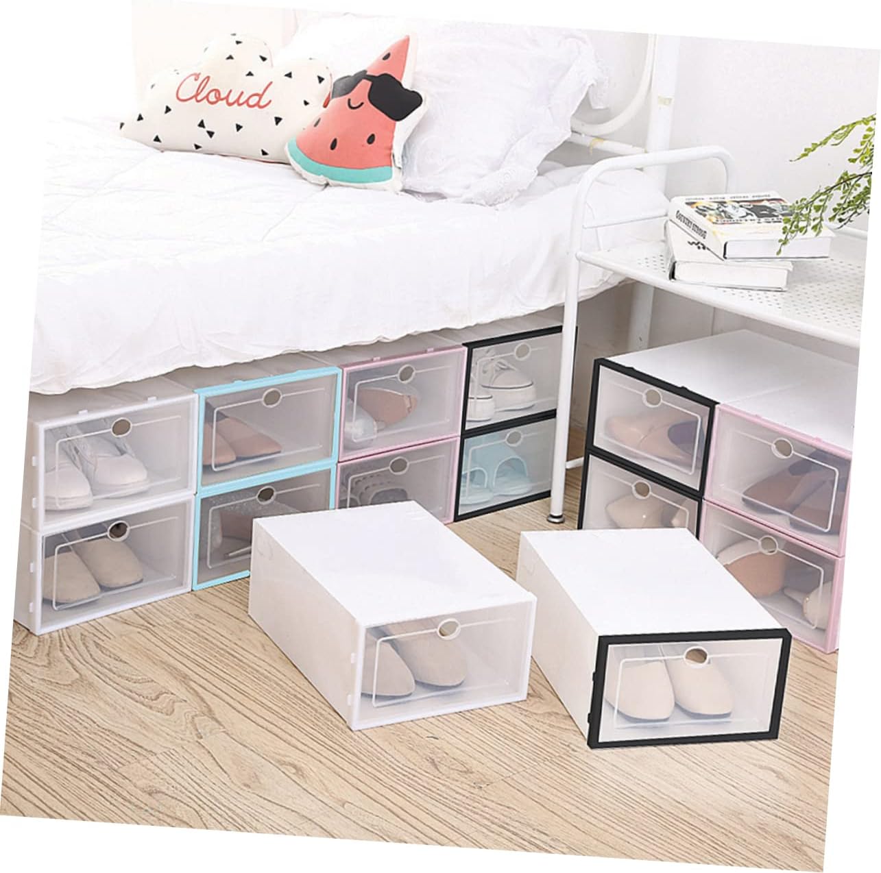6pcs Shoes Storage Case Shoe Boxes Organizer for Closet Shelf Home Office Tidy