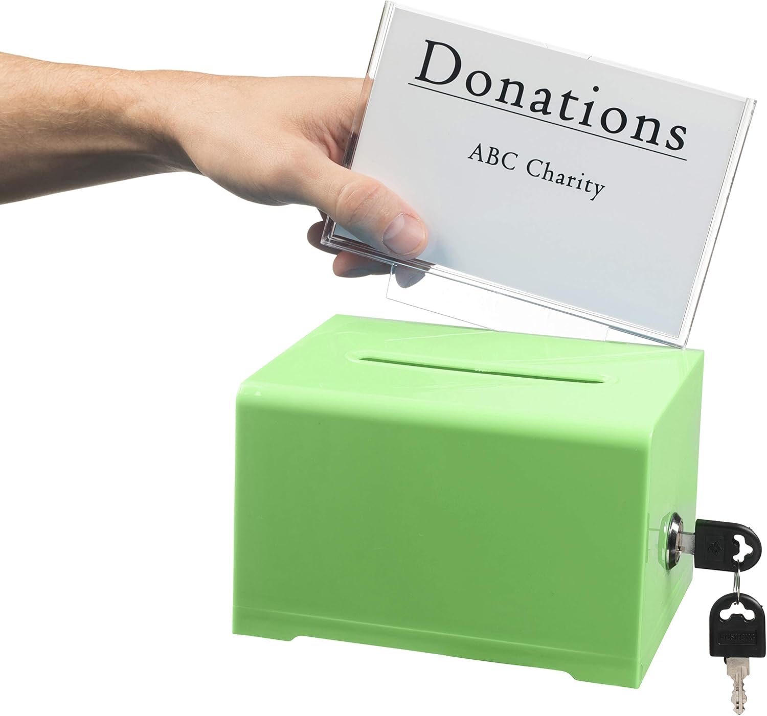 Adir Acrylic Donation Ballot Box with Lock - Secure and Safe Suggestion Box - Drawing Box - Great for Business Cards (6.25" x 4.5" x 4") - Green : Office Products
