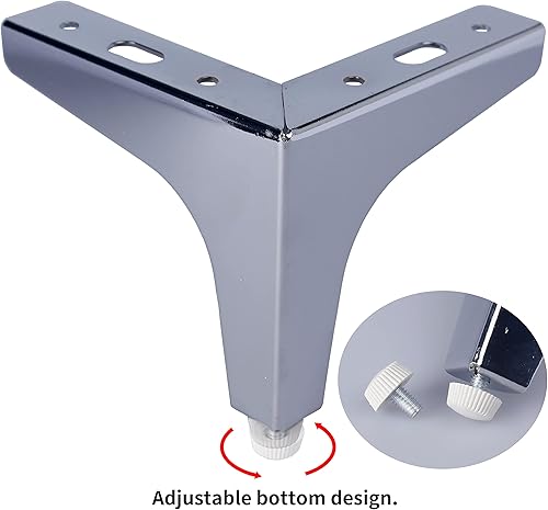 Miniatura 2 de HUAYY Patas de metal para muebles de 4 pulgadas (juego de 4 unidades), patas de repuesto de muebles de estilo moderno con parte inferior ajustable