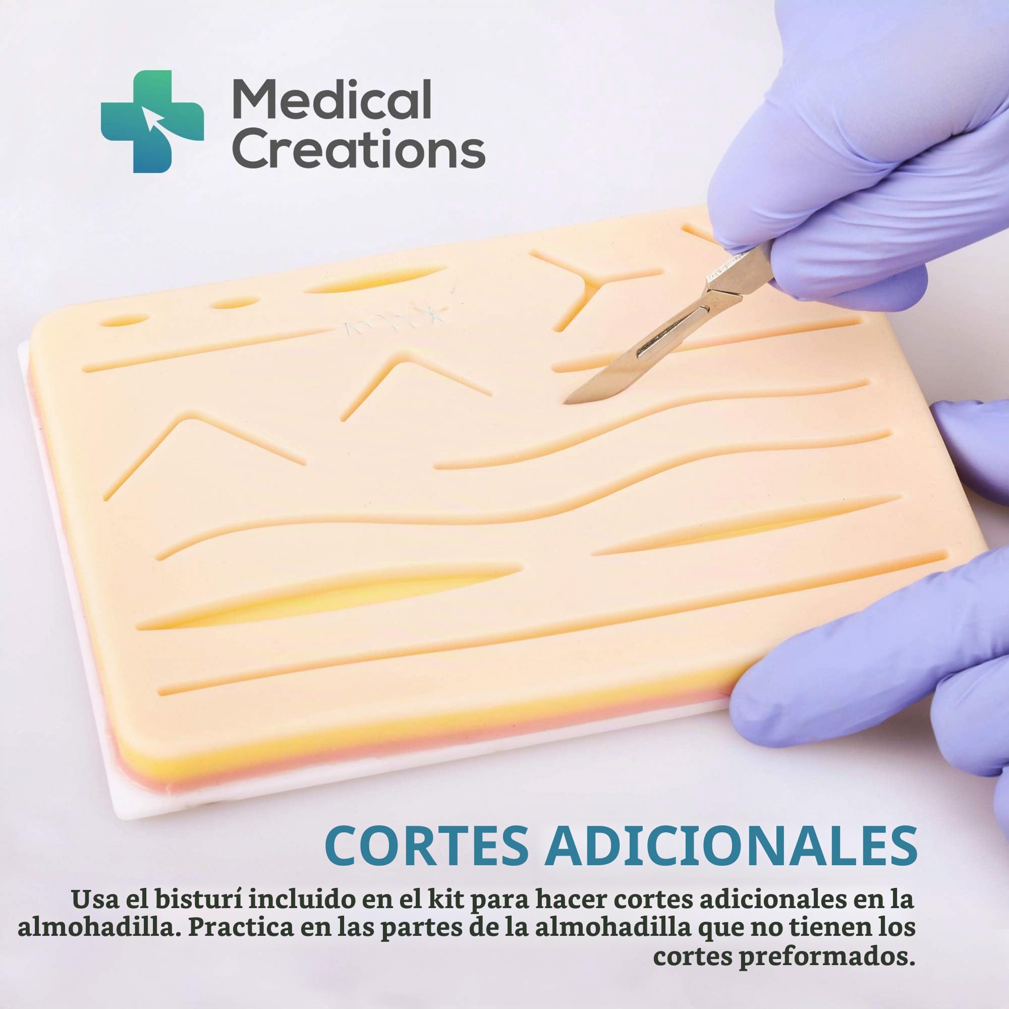 Kit práctico de sutura con Guía de Entrenamiento en formato Ebook: Almohadilla de Sutura Reutilizable de Silicona con Kit de Herramientas – para Estudiantes de Medicina, Enfermería y Veterinaria