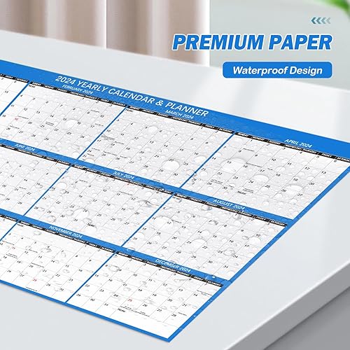 Miniatura 8 de Calendario de pared 2024 mensual borrable de 32 x 48 pulgadas, calendario de pared grande de borrado en húmedo y seco para pared 2024-2025,