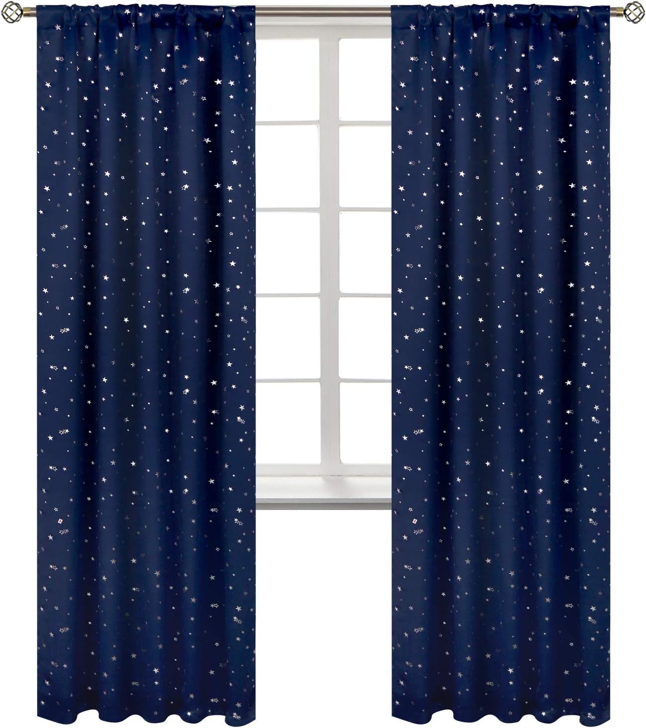 BGment Kids Blackout Curtains for Bedroom, Rod Pocket Room Darkening Curtains Decoration Thermal Insulation Window Drapes for Nursery, Children Room, 2 Panels, Each 42 x 84 Inch, Navy Blue