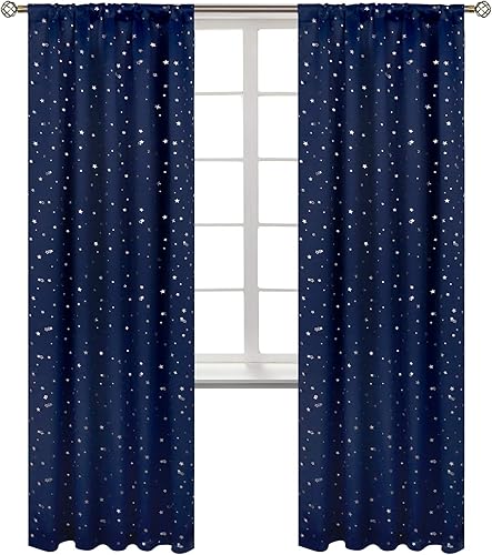 BGment - Cortinas opacas rosas de 84 pulgadas de largo para niños, cortinas térmicas para oscurecer la habitación, con estampado de estrellas