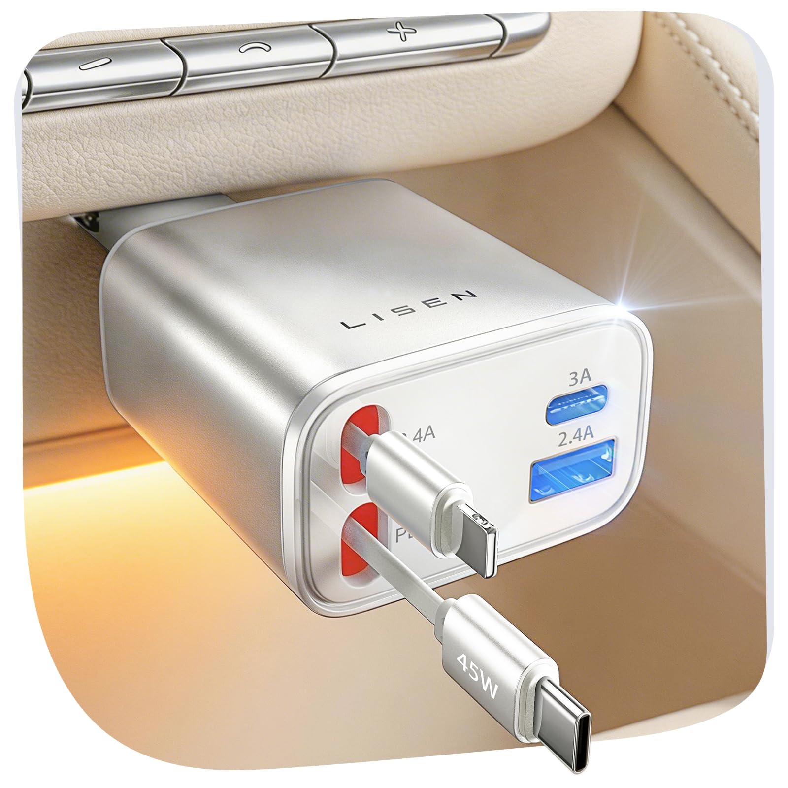 Amazon.co.jp: LISEN 車 充電器巻き取り しがーソケット usb【2026年新