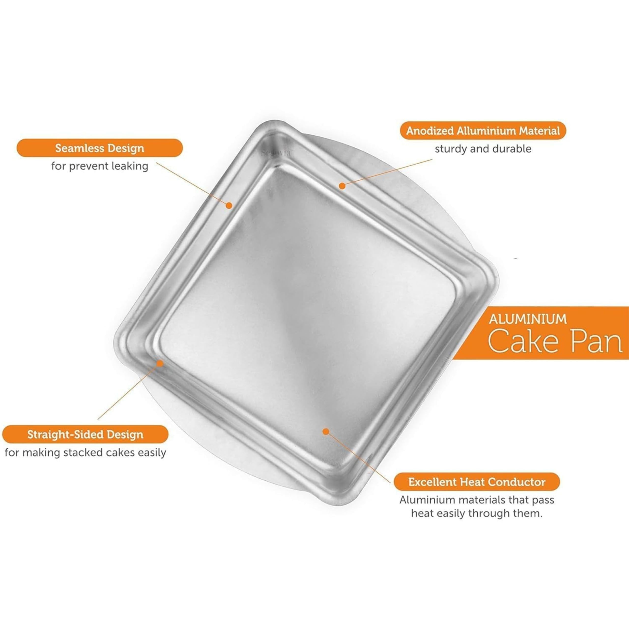 Aluminium Square Cake Mould Set of 3 (6", 7", 8") | Food Grade Baking Trays | Oven, OTG & Microwave Safe | Lightweight, Durable, Easy to Clean | Ideal for Cakes, Brownies, Pastries & Desserts 1
