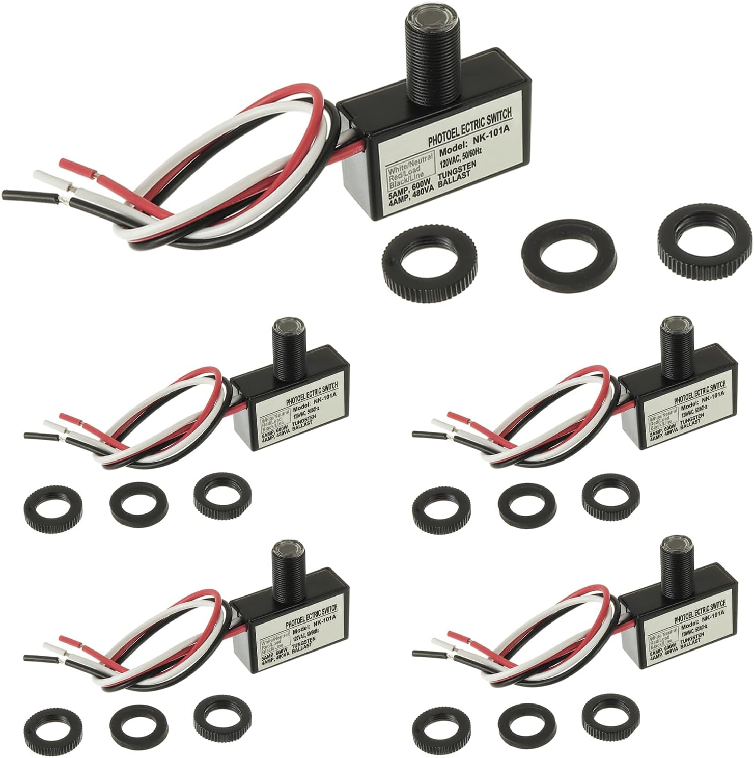 5 Pack 105V-130V AC Photocell Light Sensor Light Control Sensor Button Switch Dusk to Dawn Sensor for Outdoor Lighting Photoelectric Switch with Automatic Illumination Detection Circuit