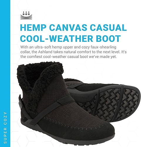 Vista 4 de Xero Shoes Ashland Womens Fall Boots, Vegan Casual Boots with a Soft Hemp Upper and a Cozy Faux Shearling Collar