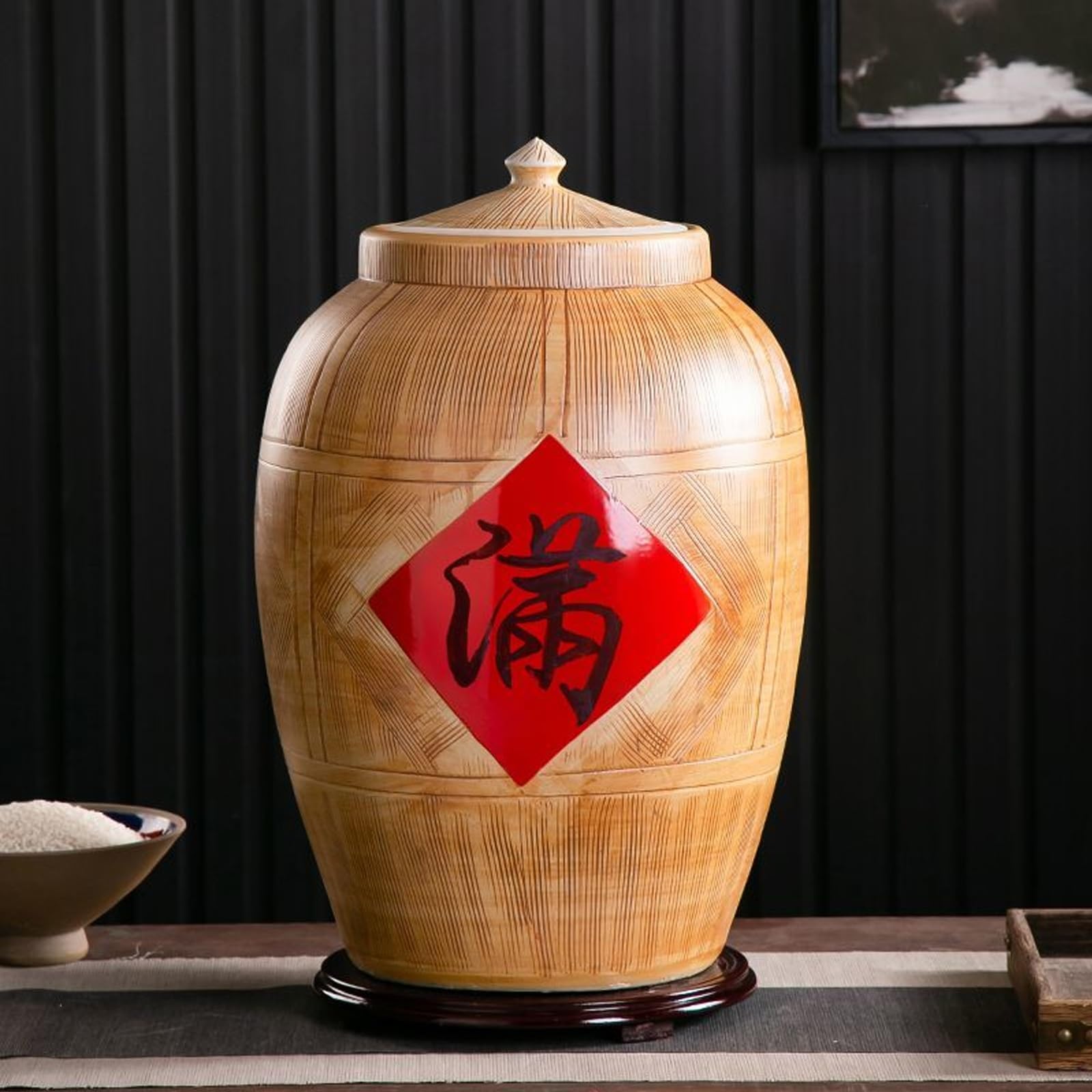 Ceramic Rice Container, Grain Dispenser, Large Ceramic Jar For Rice