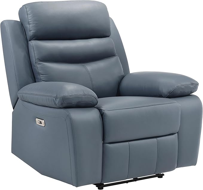 Sillón Reclinable Eléctrico de Cuero, Azul, 1 Plaza miniatura 8