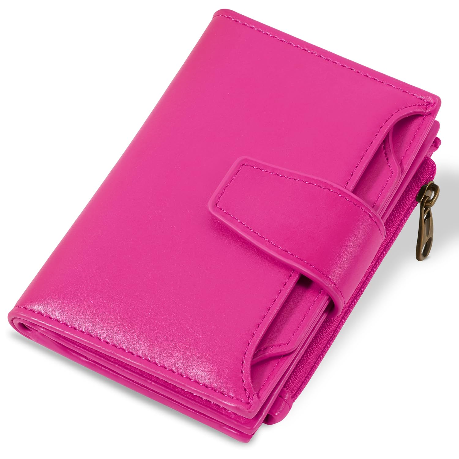 AirkitSmall Wallet Women RFID Blocking Soft Leather Bifold Compact Card Holder Wallet for Women with Zipper Coin Pocket 4 ID Window
