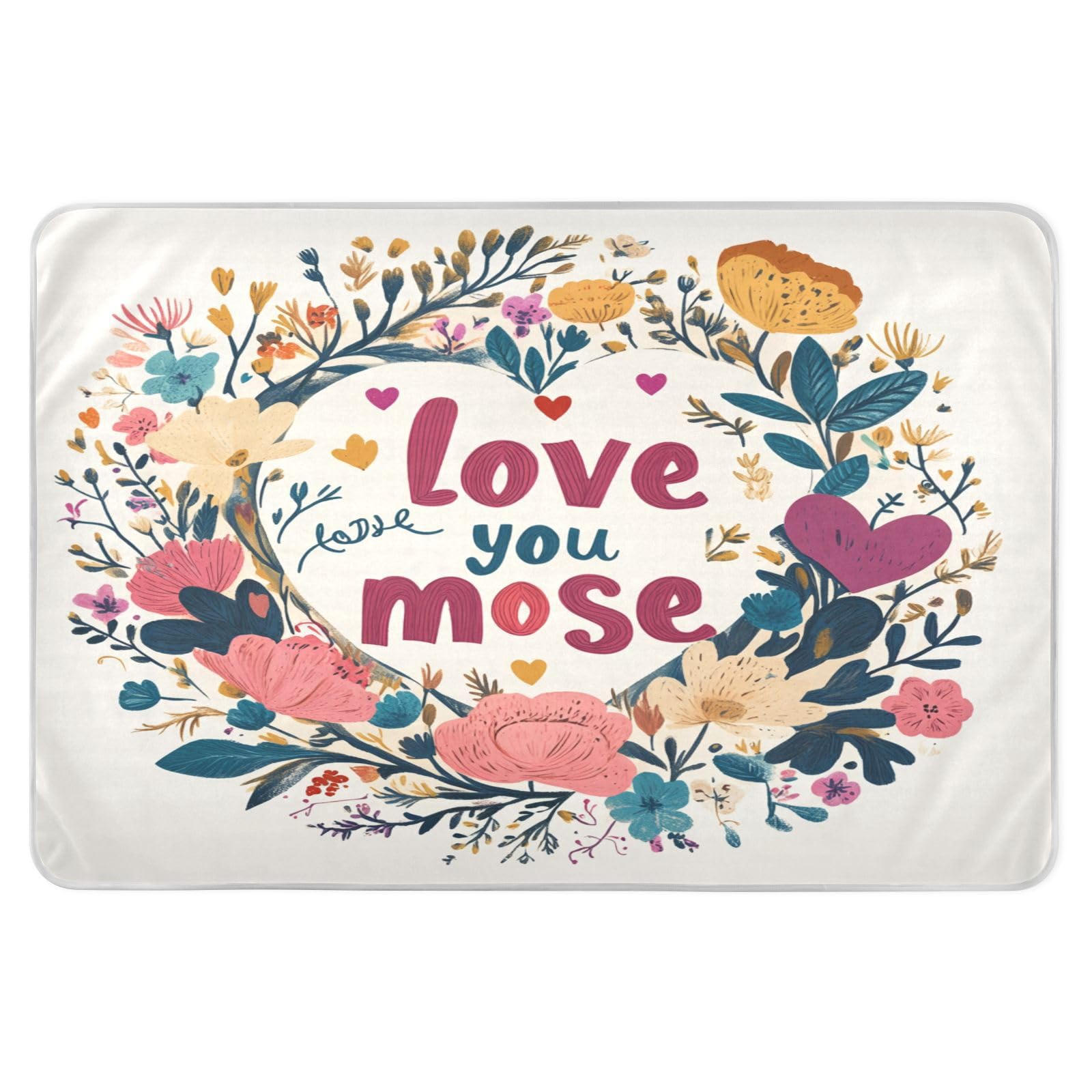 Valentines Day Flowers Heart Branch Love You Mose Extra Large Resuable Changing Pad Covers Highly Absorbent Potty