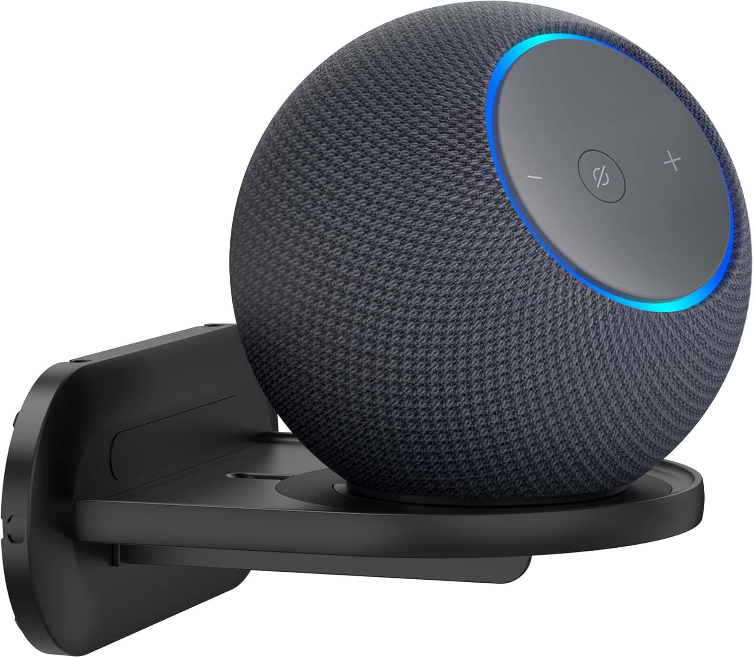 PlusAcc Wall Mount for Studio & HomePod & Era 100, Space-Saving Mounting Stand Holder Shelf with Removable Foam, Built-in Cable Management (Black)