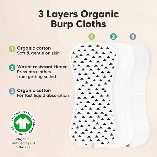 Vista 175 de Paños orgánicos para eructos para bebés niños y niñas, paquete de 5 paños de algodón súper absorbentes para bebés, trapos suaves y afelpados