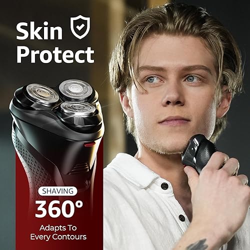 Miniatura 6 de Potente afeitadora eléctrica 3 en 1 para hombres una herramienta de aseo impermeable IPX7 con carga turbo para cara, barba y nariz