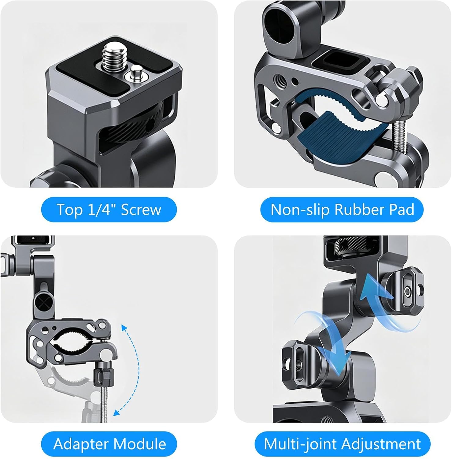PULUZ Professional 3-Way Gimbal Handlebar Mount for Panoramic & Action Cameras, Aluminum Alloy Motorcycle & Bicycle Handlebar Clamp Compatible with Insta360 X5/X4/X3, GoPro, DJI Action Cameras
