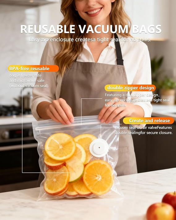 Reusable Vacuum Sealer Bags, 30 Pcs (S+M+L)