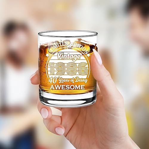 Miniatura 3 de Gafas antiguas de 1985  Vintage 1985 información de la antigüedad 10.25oz Whisky Rocks Glass  40 cumpleaños envejecido a la perfección  regalos de