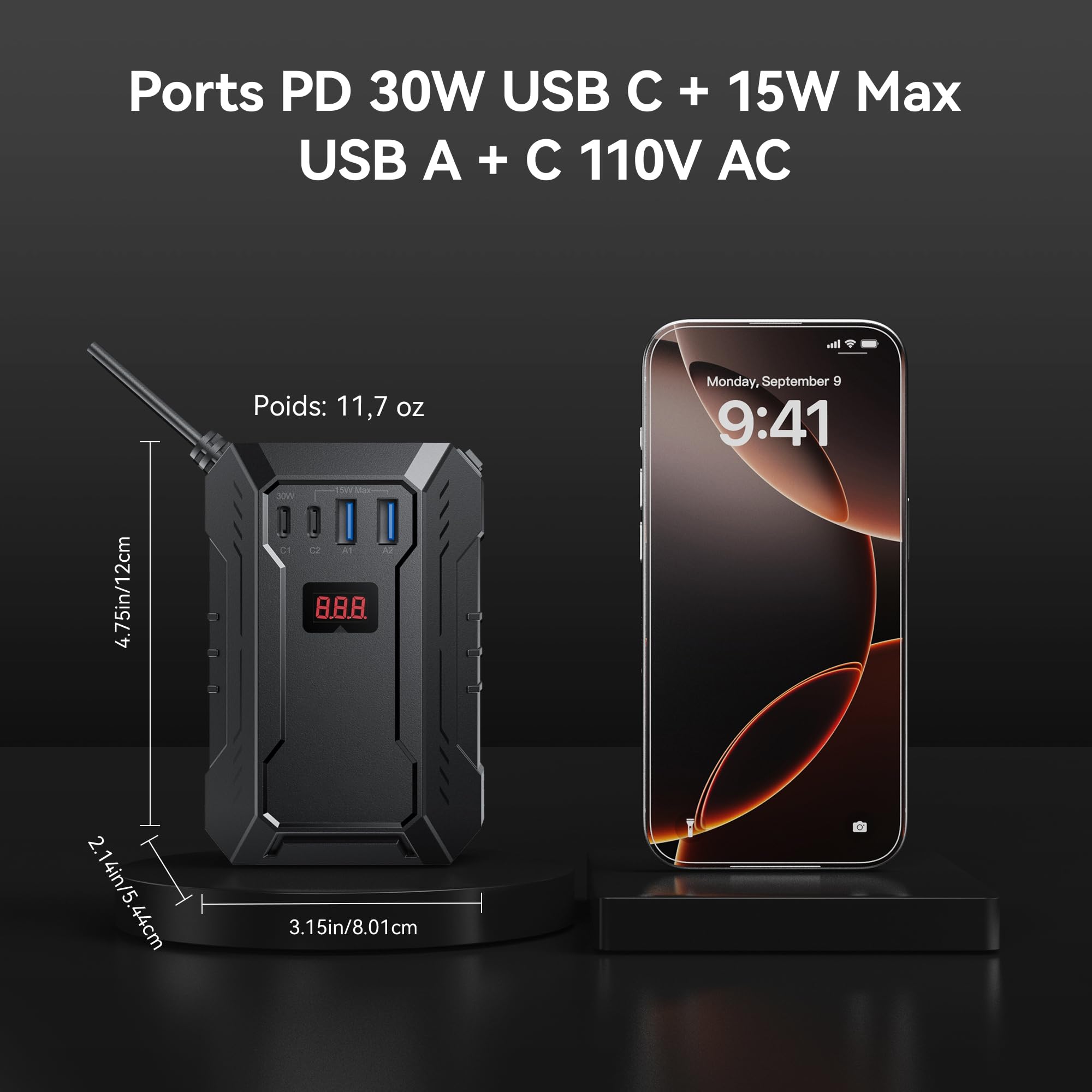 BESTEK Convertisseur 12v 220v 400w Convertisseur Sinusoïdale pour Voiture Vacance Onduleur Pure 12v avec Port Charge Rapide Prise Européenn Transformateur de Tension